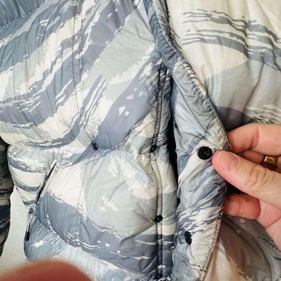 Moncler Genius Muted Cream Blue Gray Sage Army Paint Swatch Hooded Down Jacket S - Picture 6 of 16